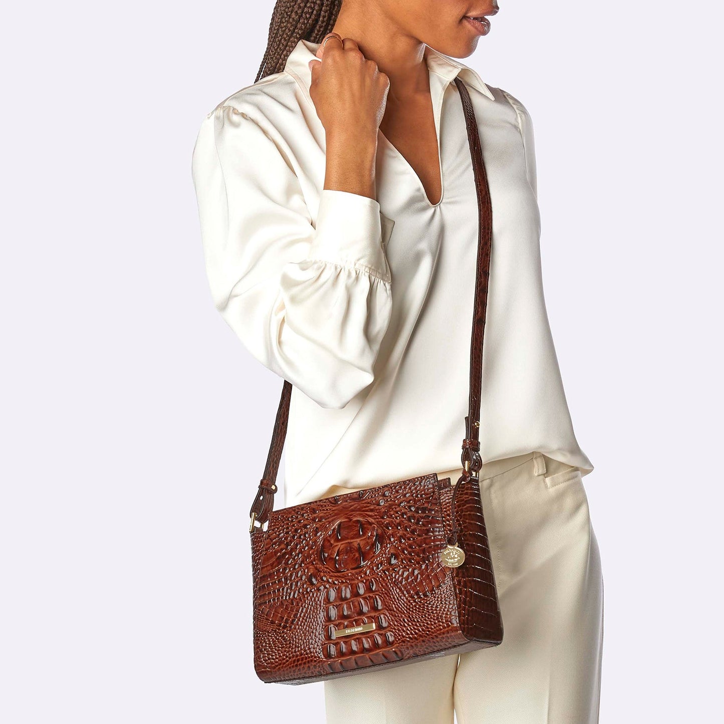Bolso bandolera Hillary de la colección Brahmin Melbourne, color negro