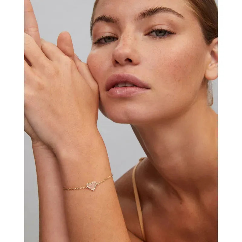 Kendra Scott Ari Heart Pendant Bracelet, Rose Quartz