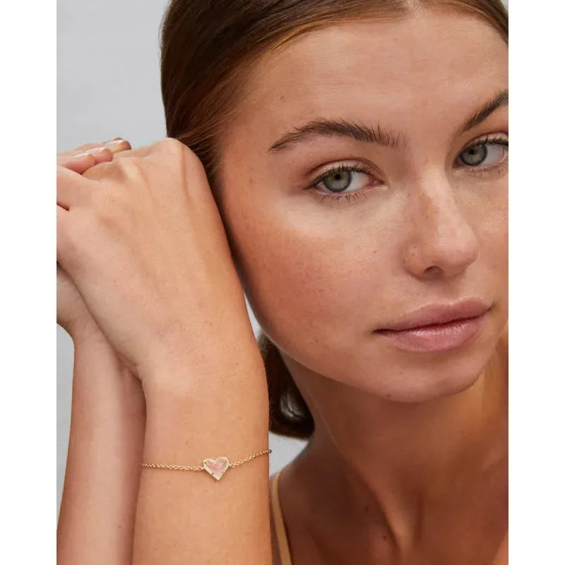 Kendra Scott Ari Heart Pendant Bracelet, Rose Quartz