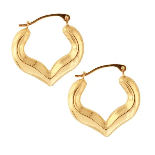 10K Half Heart Hoop Earrings