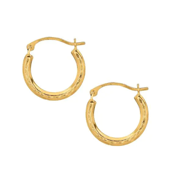 10K Mini Diamond Cut Hoop Earrings