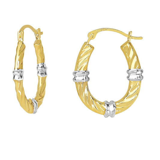 10K Two Toned Hoop Earrings