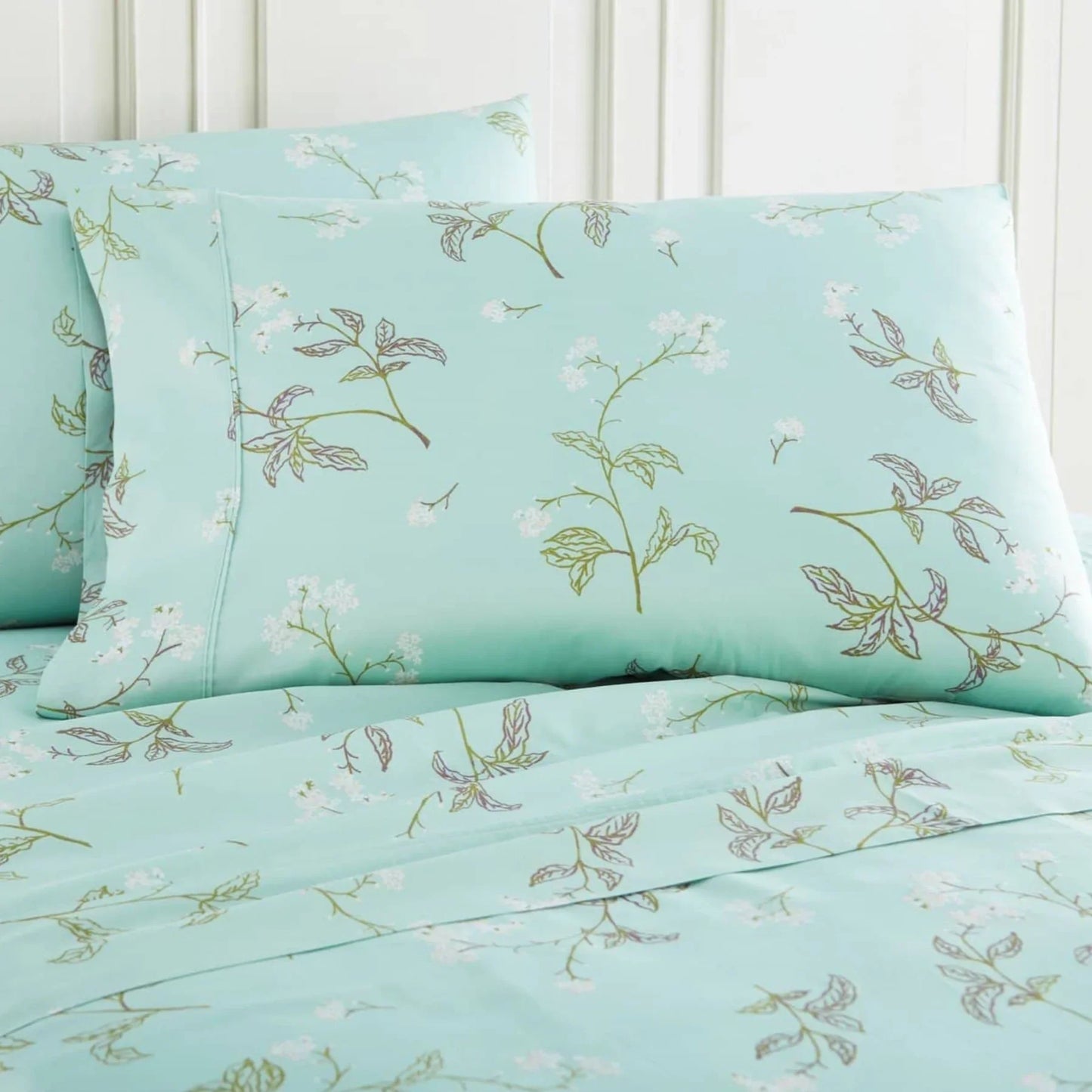 Extra Deep Forget Me Not Sateen Sheet Set, Green