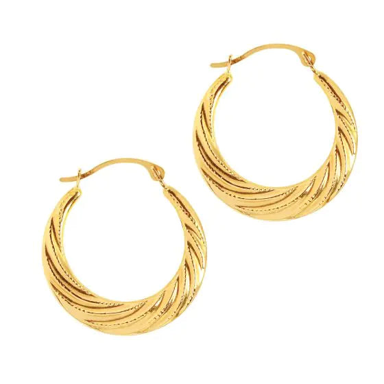 Milgrain Detail Twist Hoop Earrings