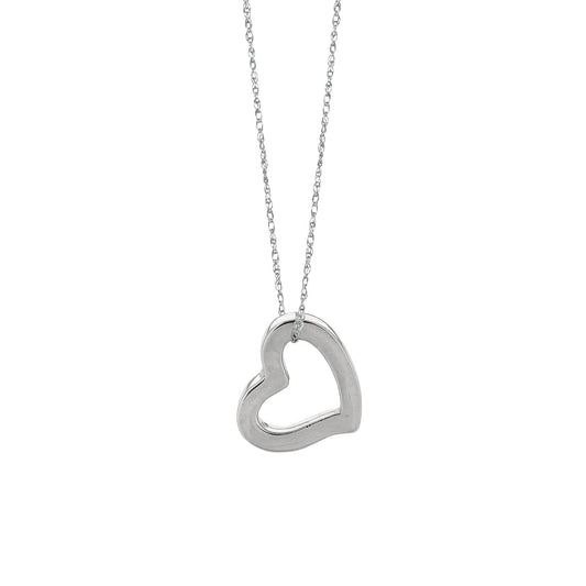 Open Heart Necklace, White Gold