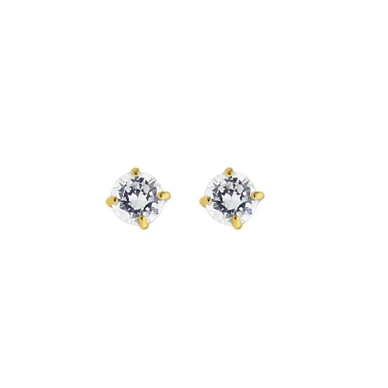 Round CZ Stud Earrings, 3mm