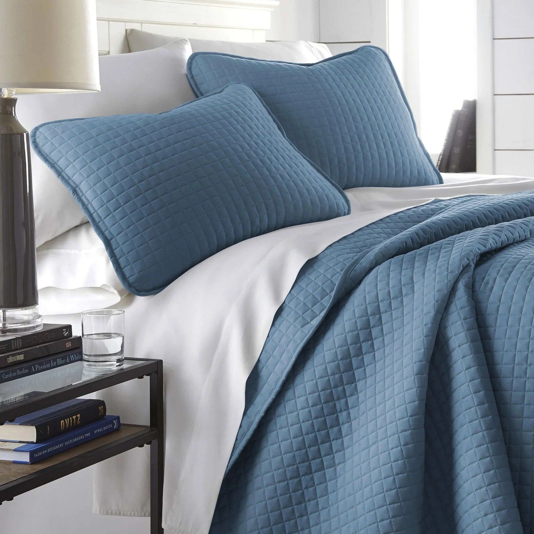 Small Squares Classic Quilt Set, Bright Blue