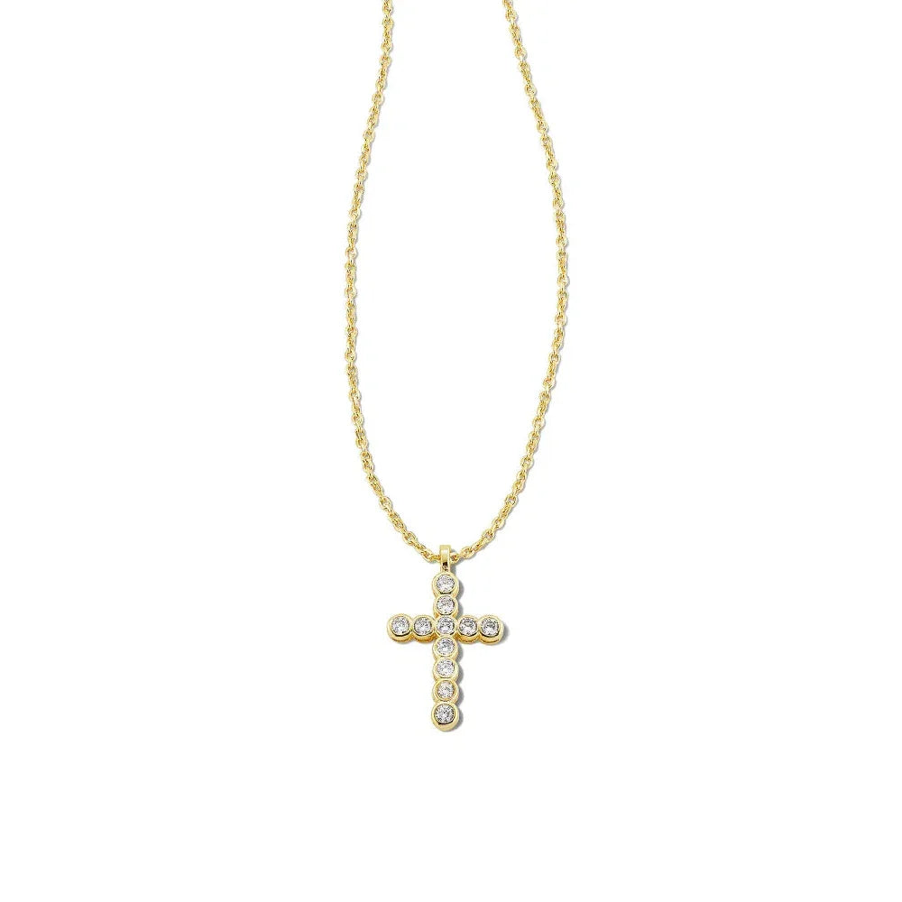 Kendra Scott Crystal Cross Necklace, Gold